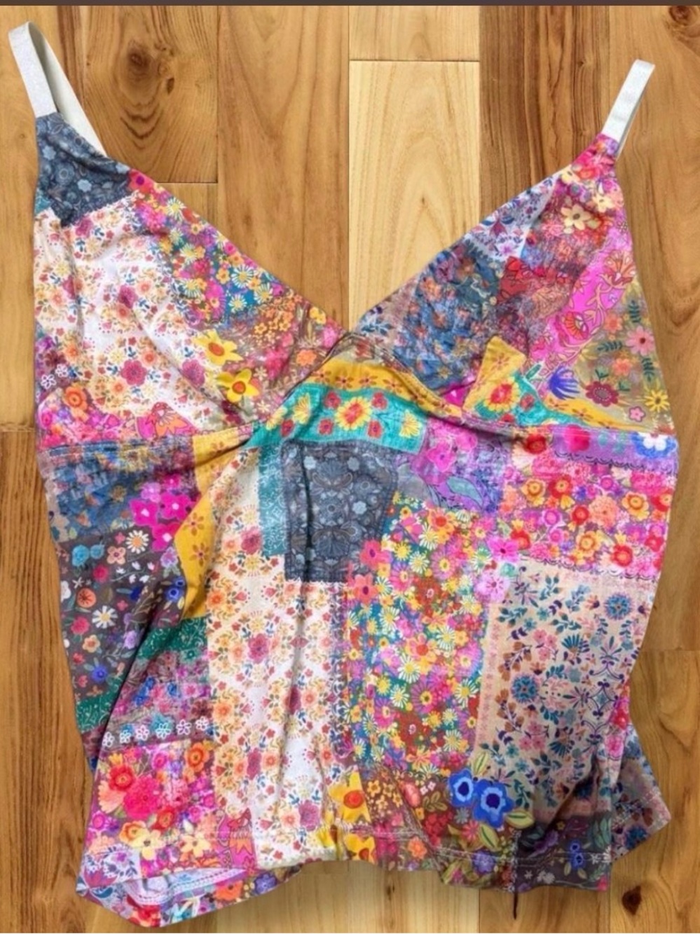 NATURAL LIFE Floral Patchwork Cami Tank Top - Multicolor